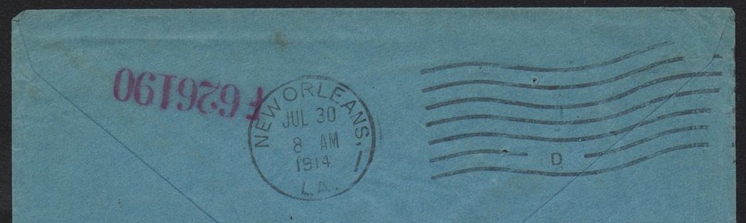 Nicaragua stamps 1913 surcharges Locomotive 10c / 2 Pesos bisect on cover Bluefields to New Orleans 1914 back
